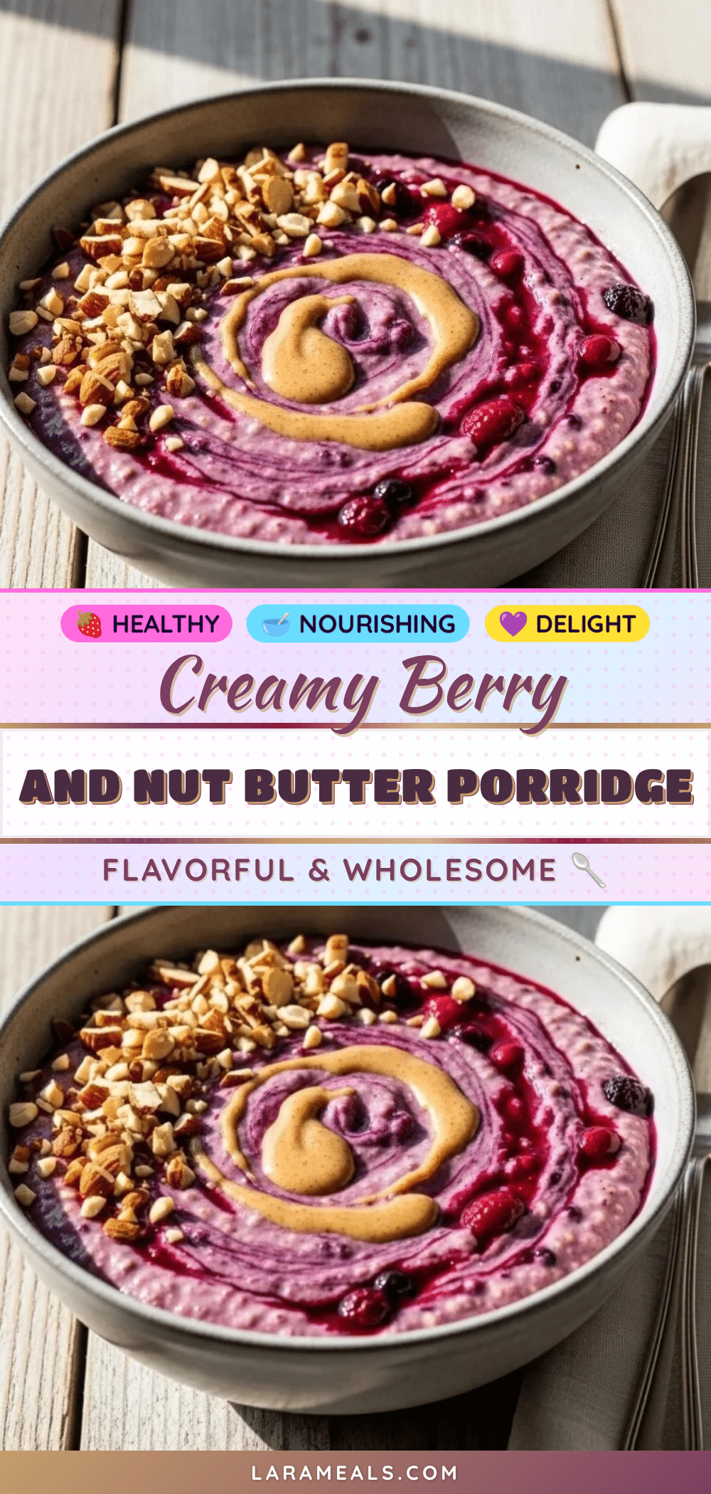 creamy berry and nut butter porridge recipe