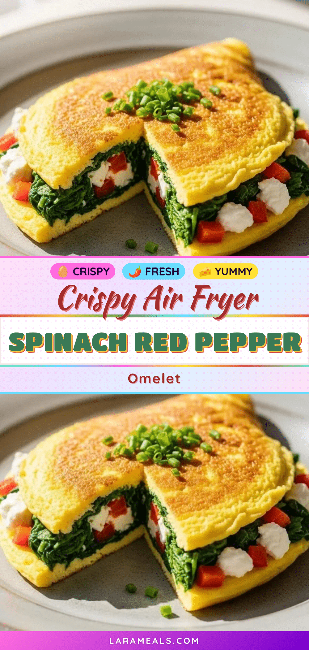 crispy air fryer spinach omelet recipe