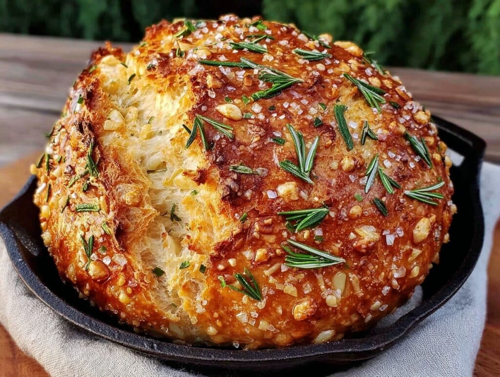 Crispy Dutch Oven Garlic Rosemary Bread - featured image