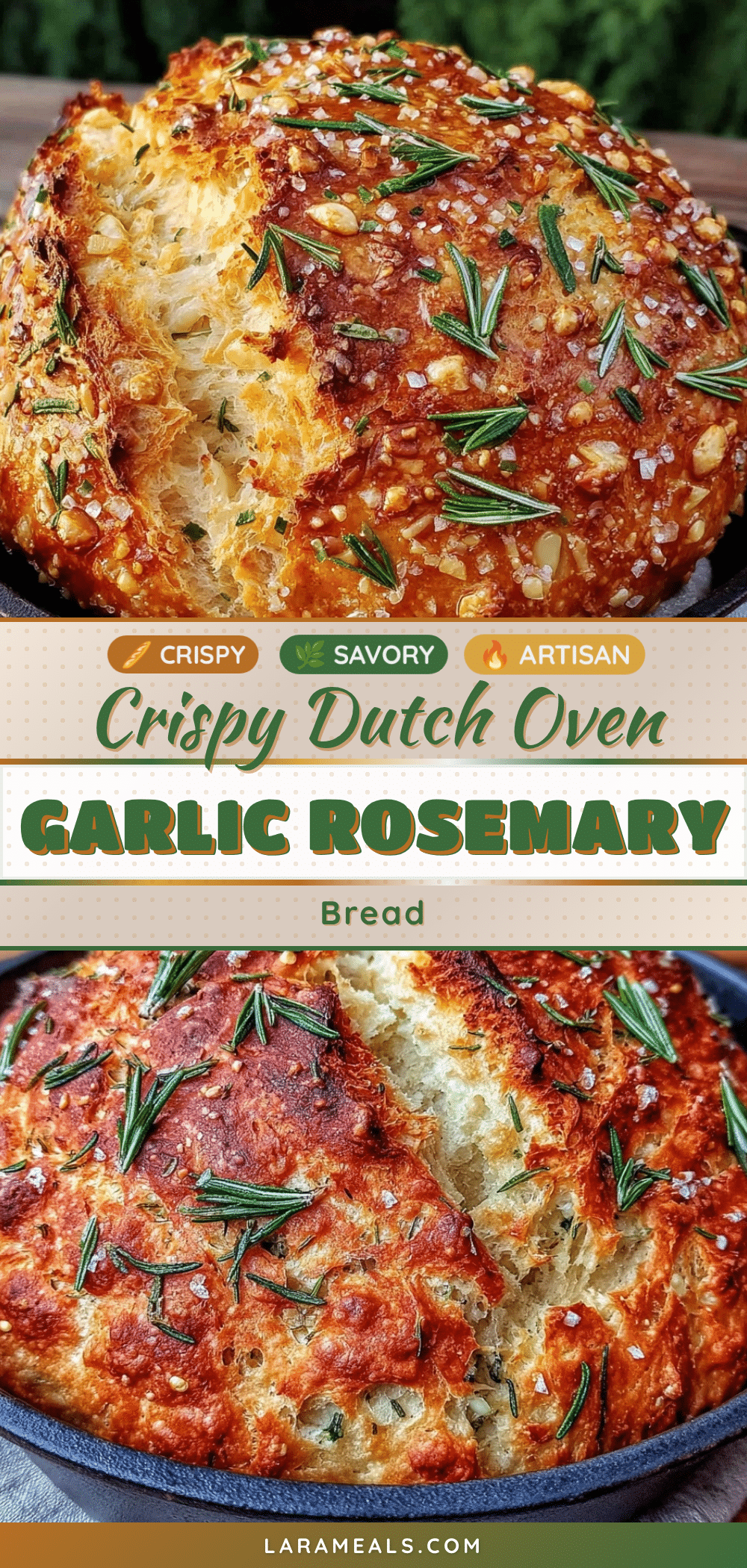 Crispy Dutch Oven Garlic Rosemary Bread recipe