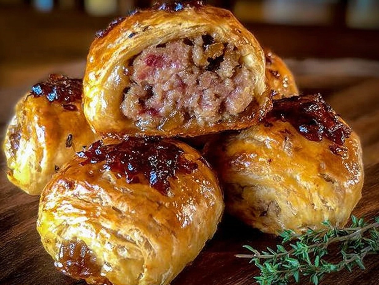 French onion sausage rolls preparation steps