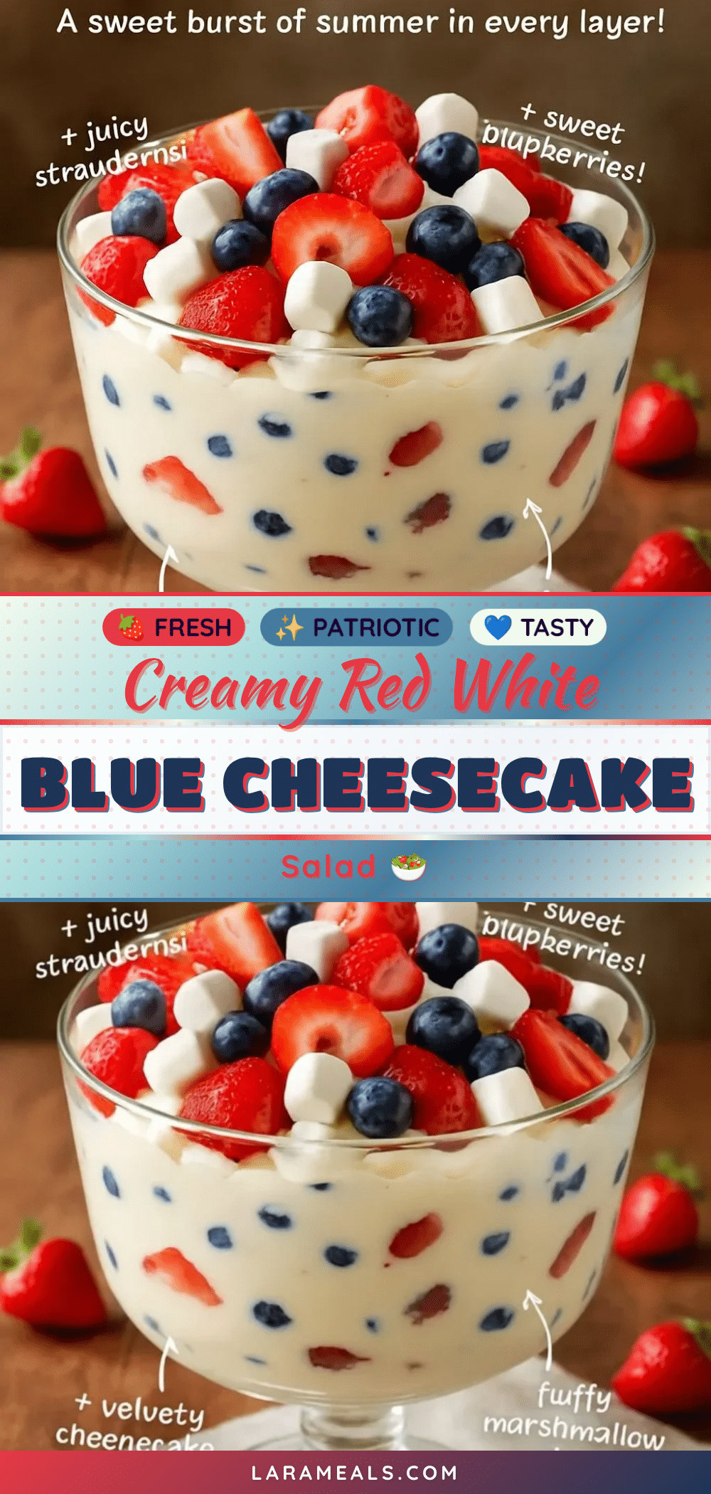 fresh red white and blue cheesecake salad recipe