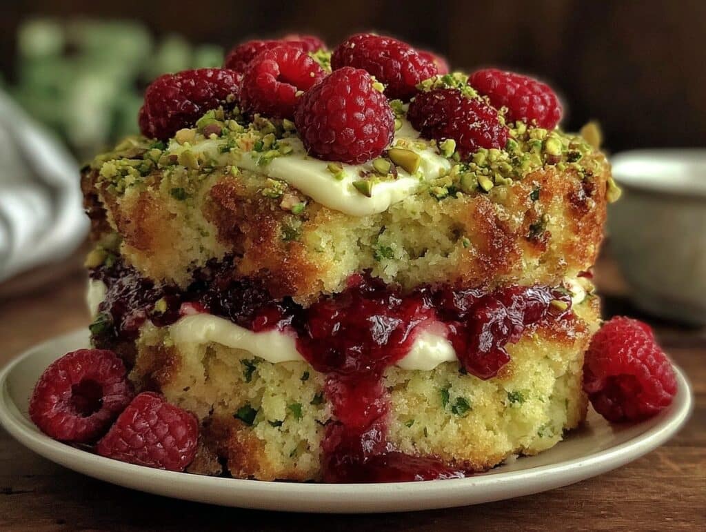 pistachio raspberry cake - featured image