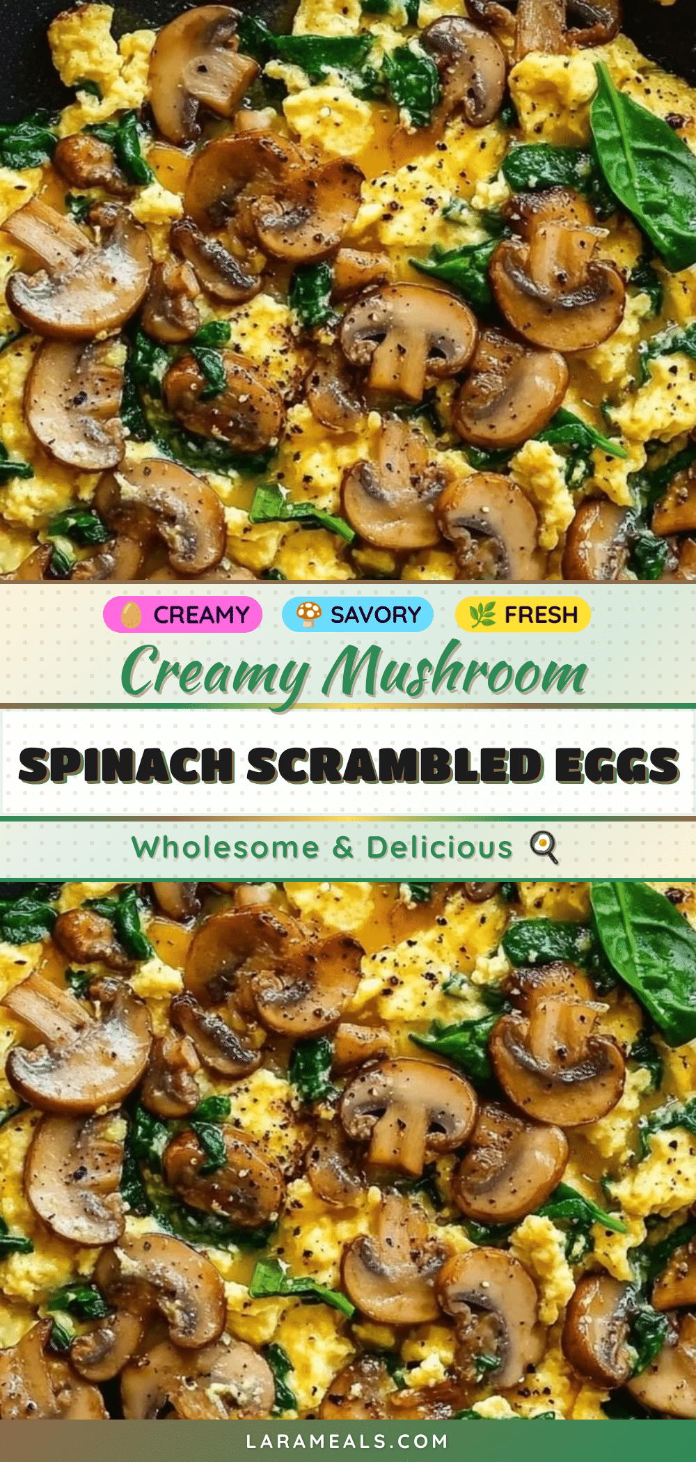 creamy mushroom spinach scrambled eggs recipe
