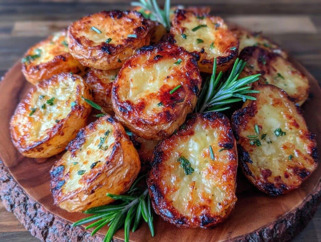 crispy garlic grilled potatoes - featured image