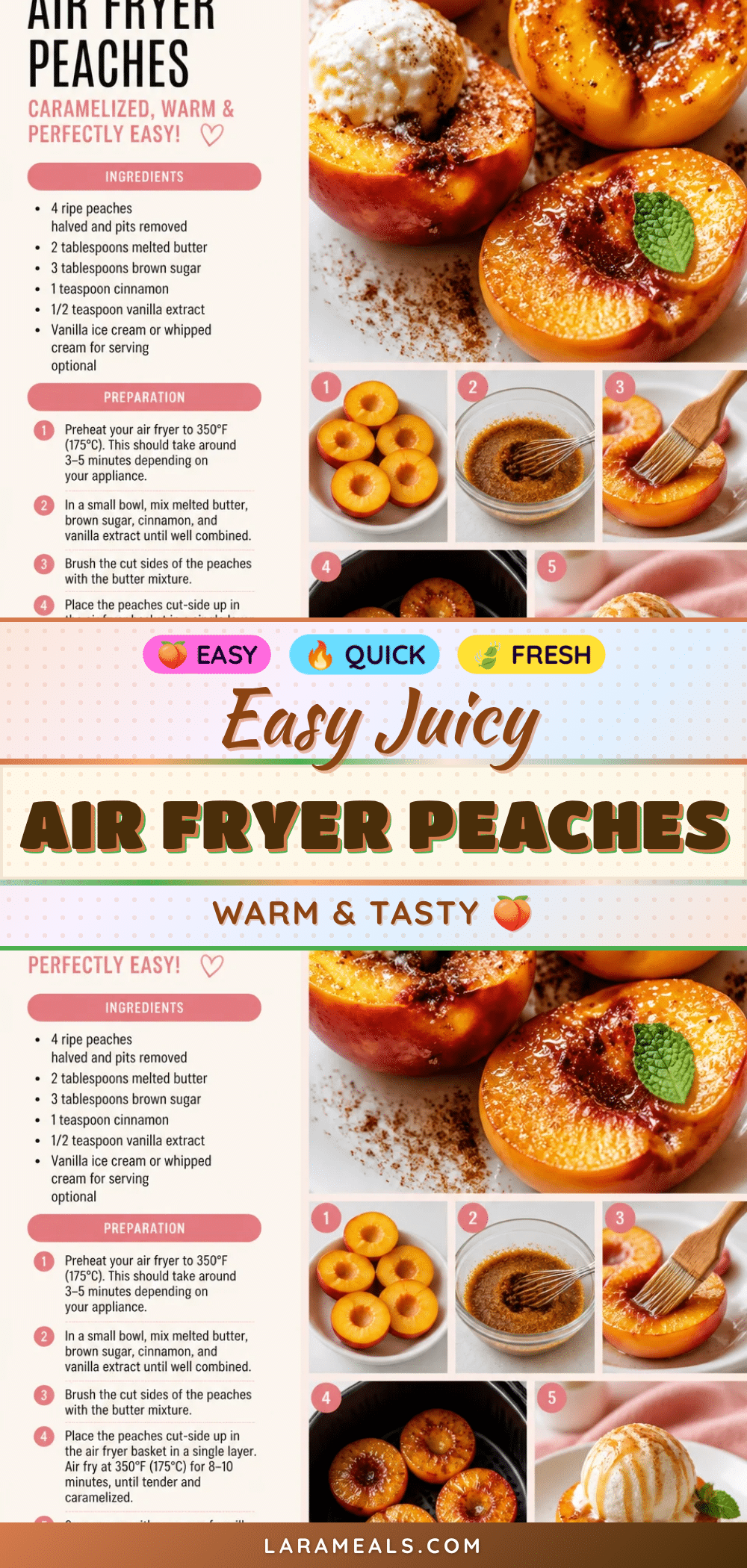 easy juicy air fryer peaches recipe