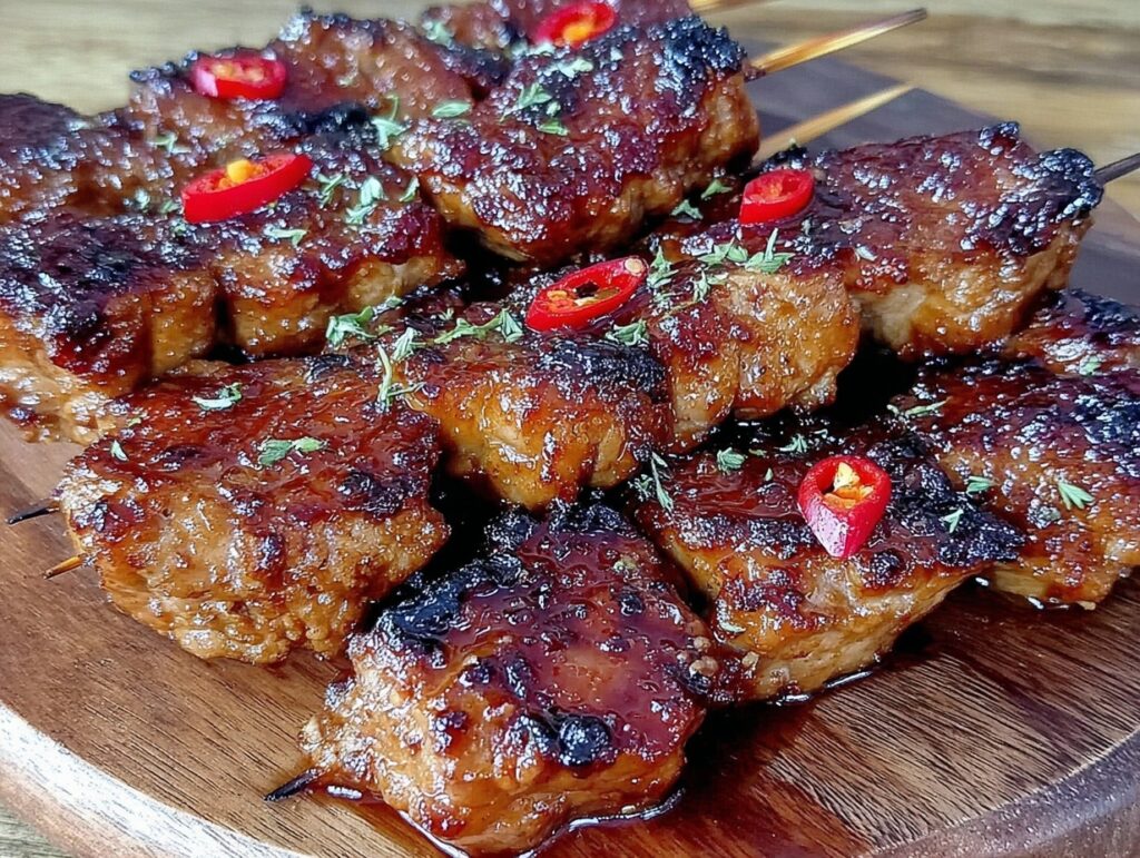 flavorful bbq pork skewers - featured image