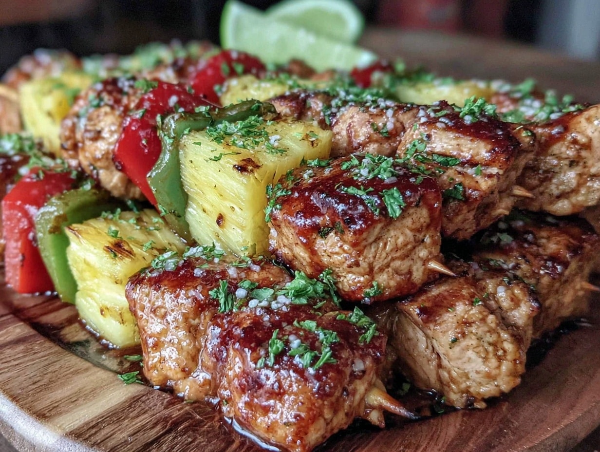 fresh grilled pineapple chicken kabobs preparation steps