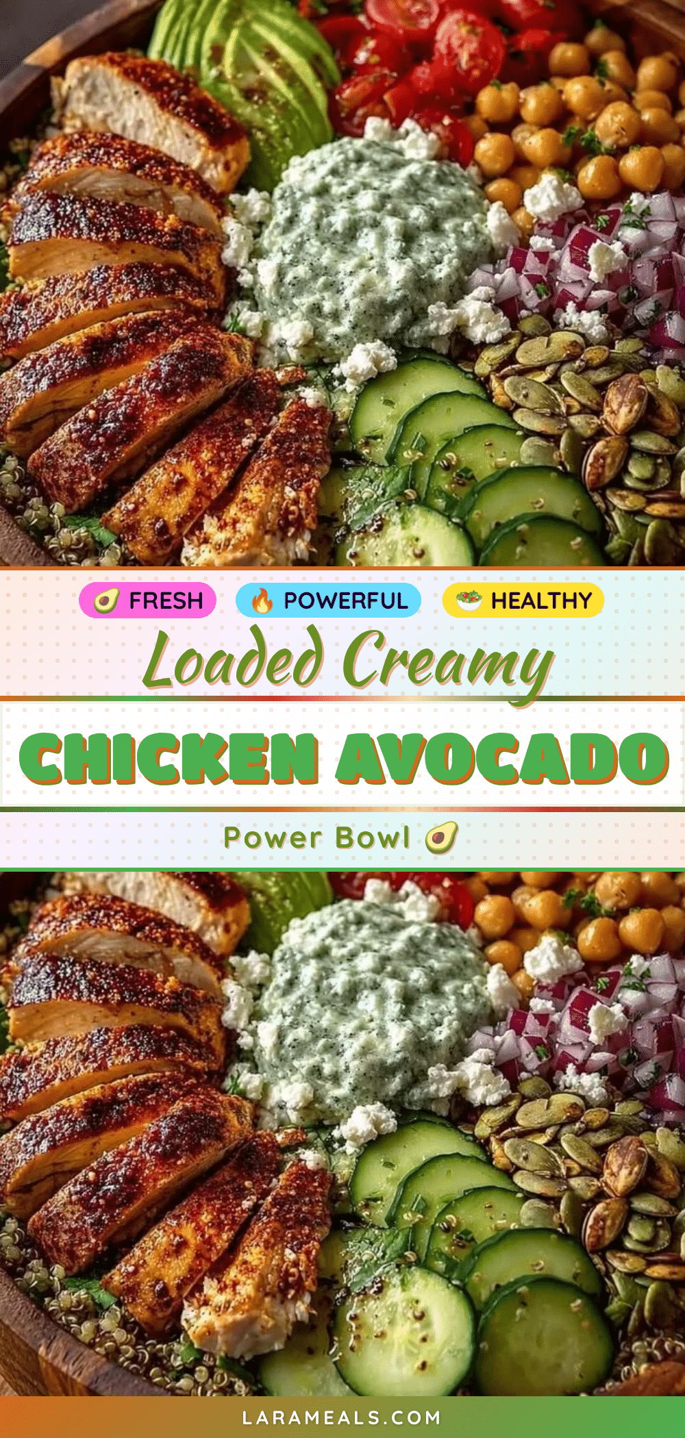 healthy loaded chicken avocado power bowl recipe