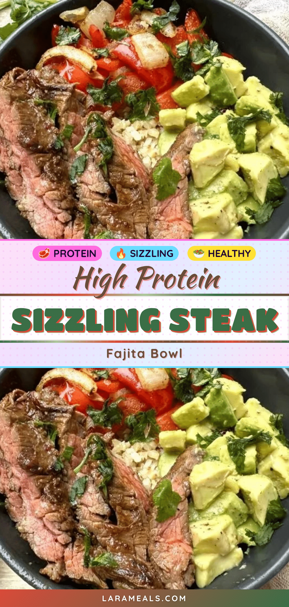 high protein steak fajita bowl recipe