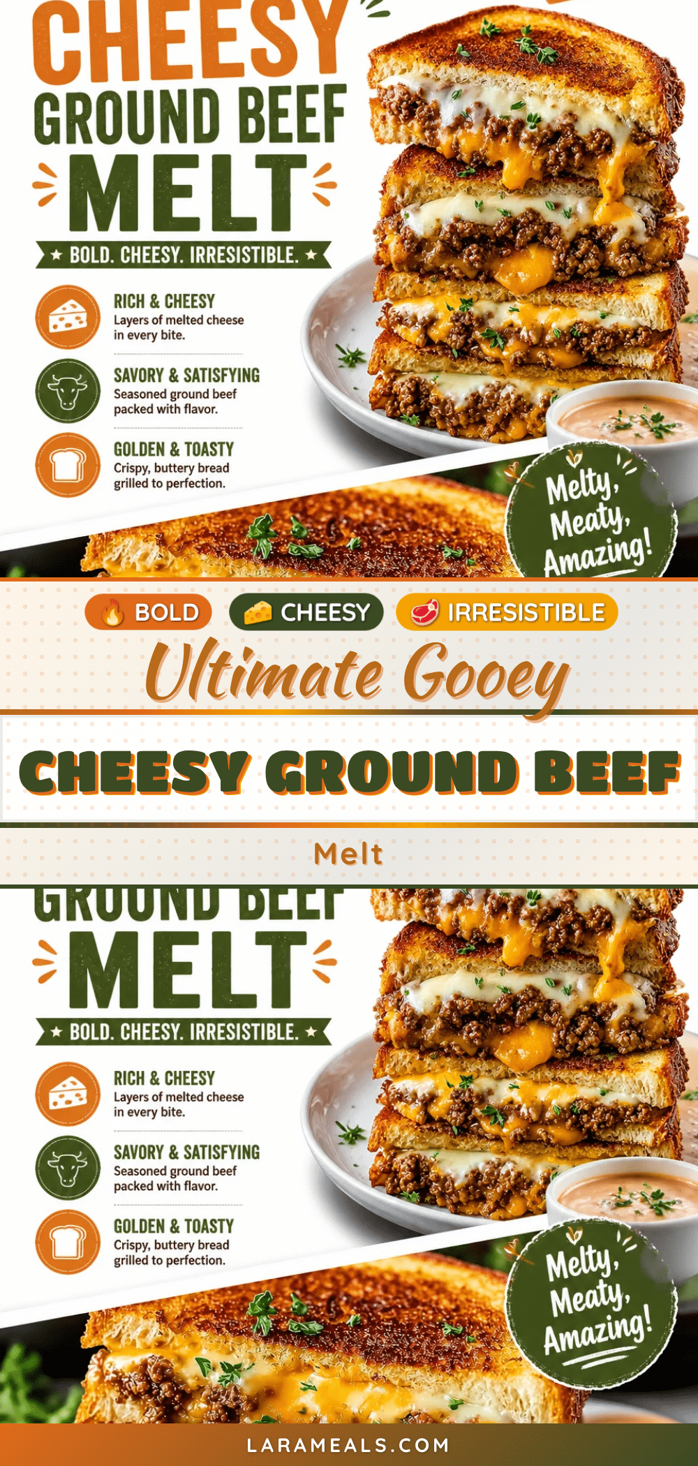savory cheesy ground beef melt recipe