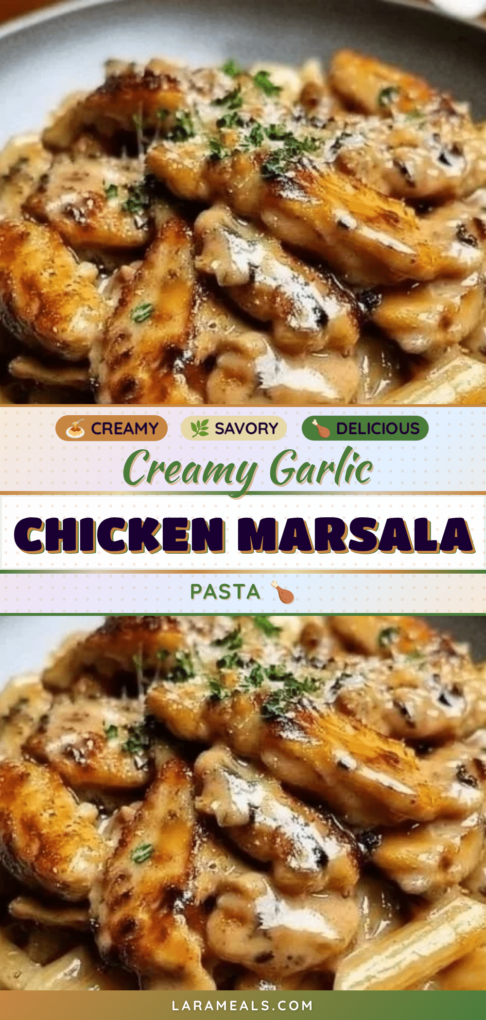 Creamy Chicken Marsala Pasta recipe