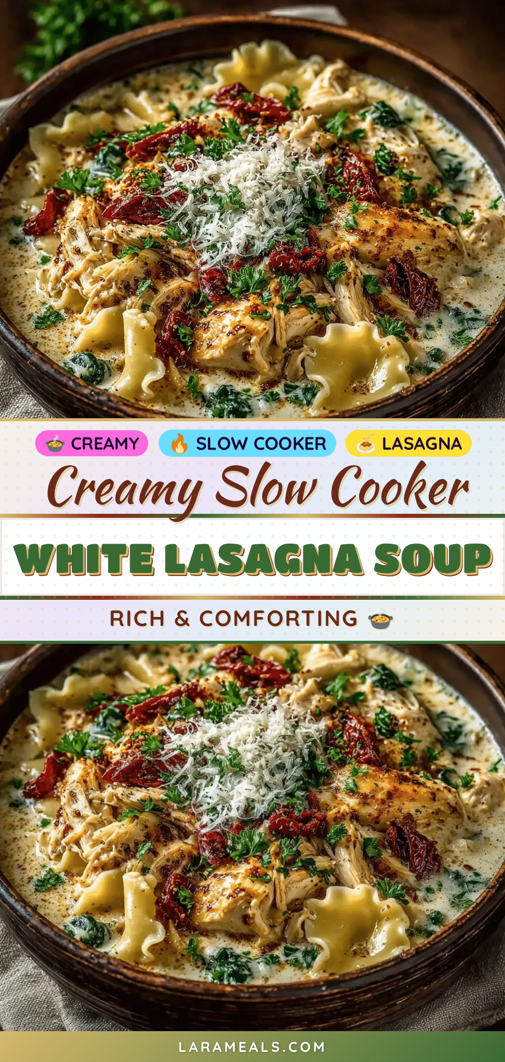 creamy slow cooker white lasagna soup recipe