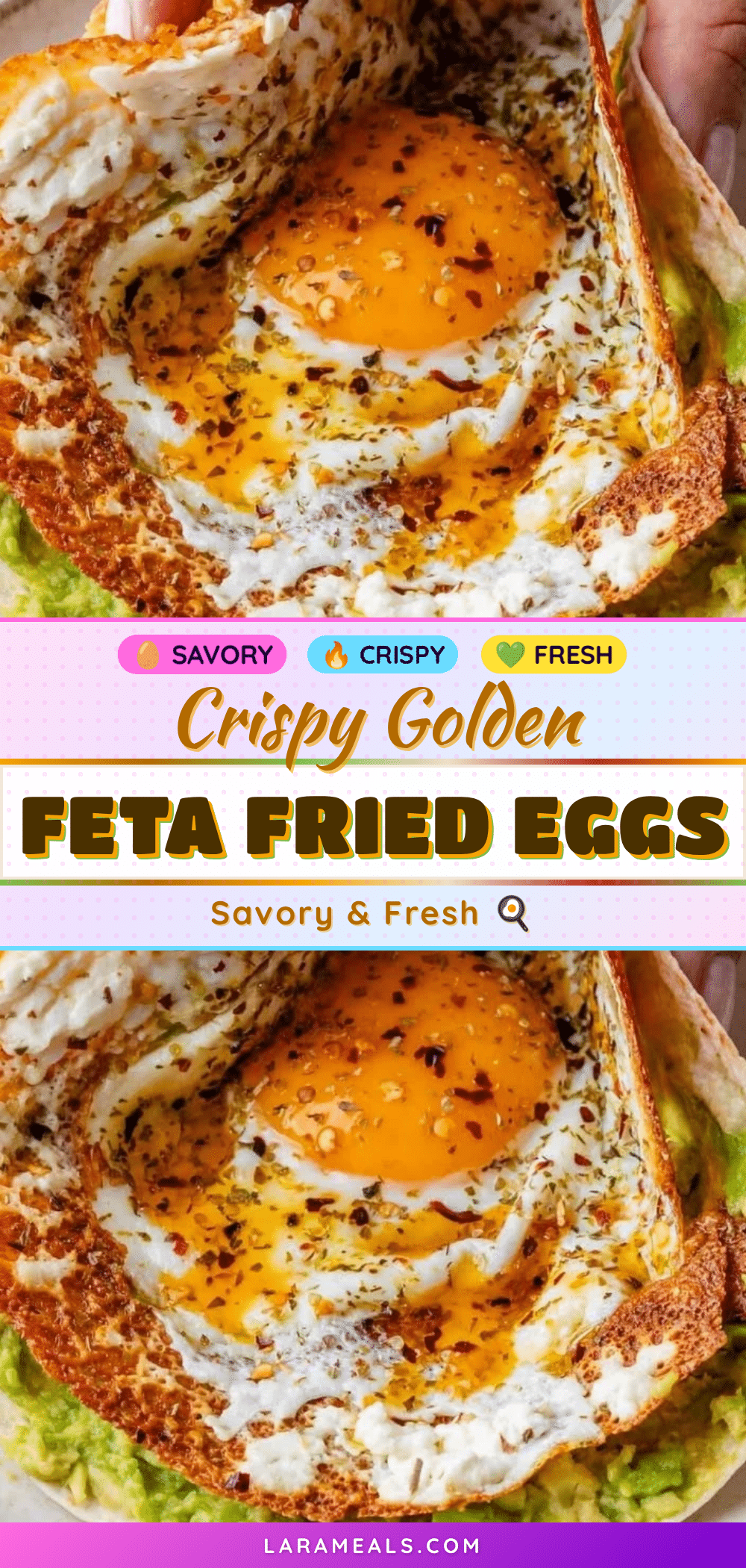 crispy feta fried eggs recipe