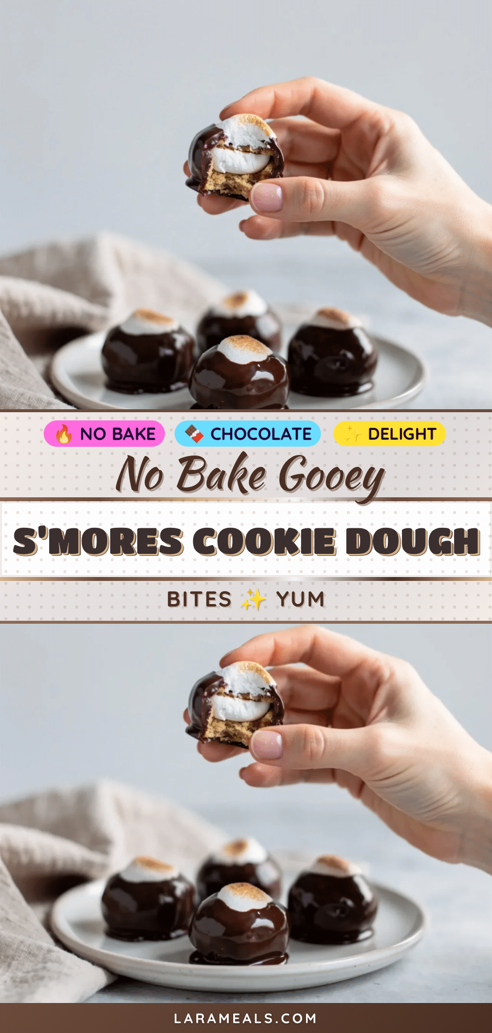 no bake s’mores cookie dough bites recipe
