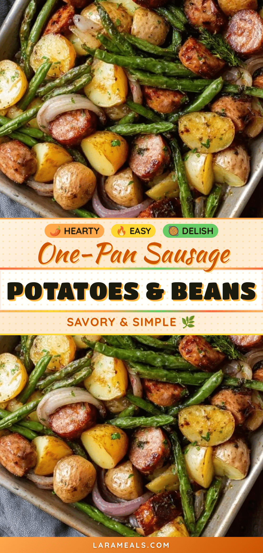 one-pan sausage with green beans and potatoes recipe