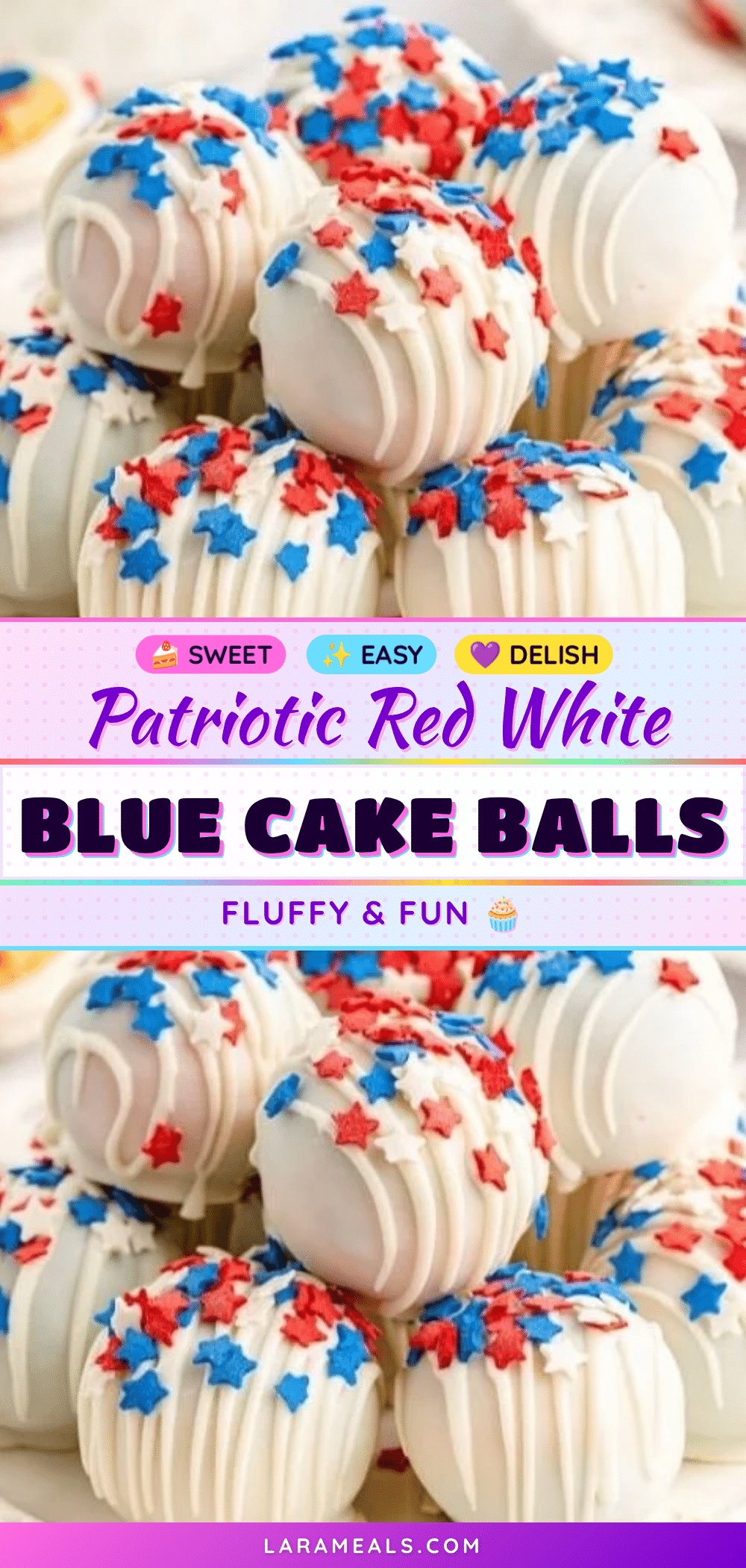 red white and blue cake balls recipe