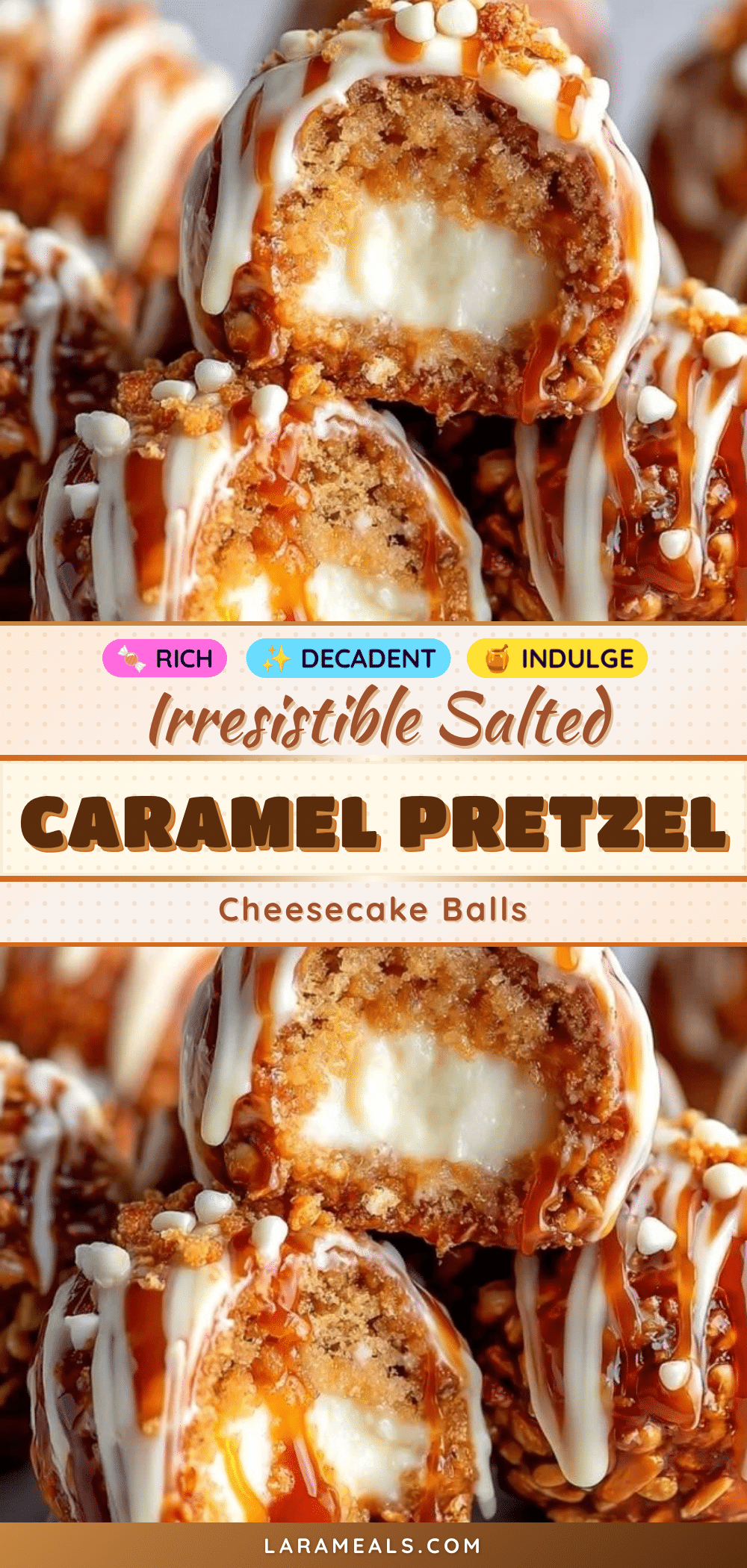 salted caramel pretzel cheesecake balls recipe