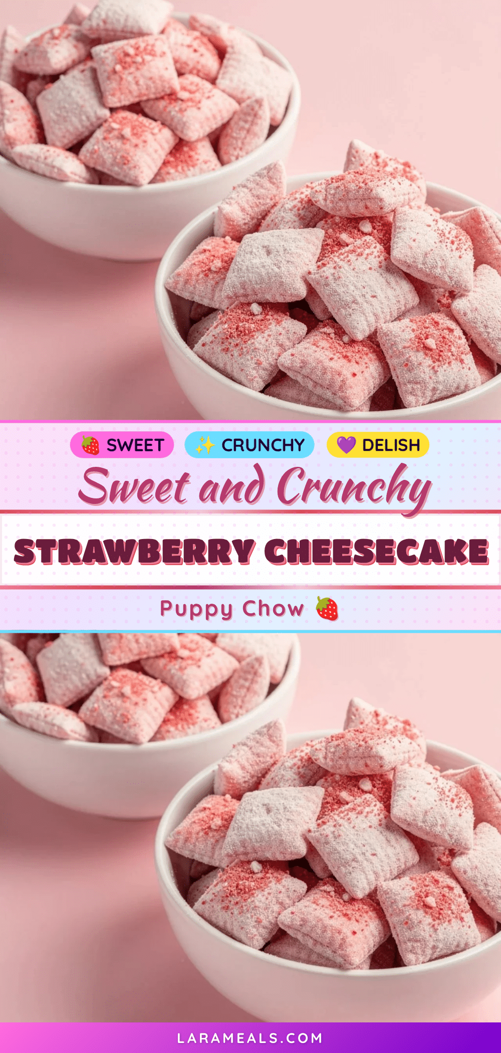 strawberry cheesecake puppy chow recipe