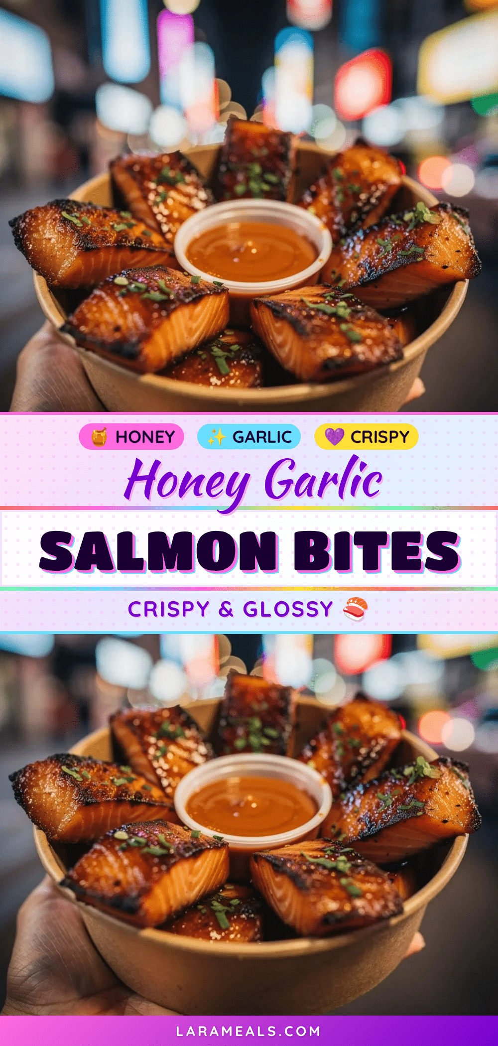 crispy salmon bites with honey garlic dip recipe