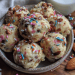 healthy birthday cake protein balls - featured image